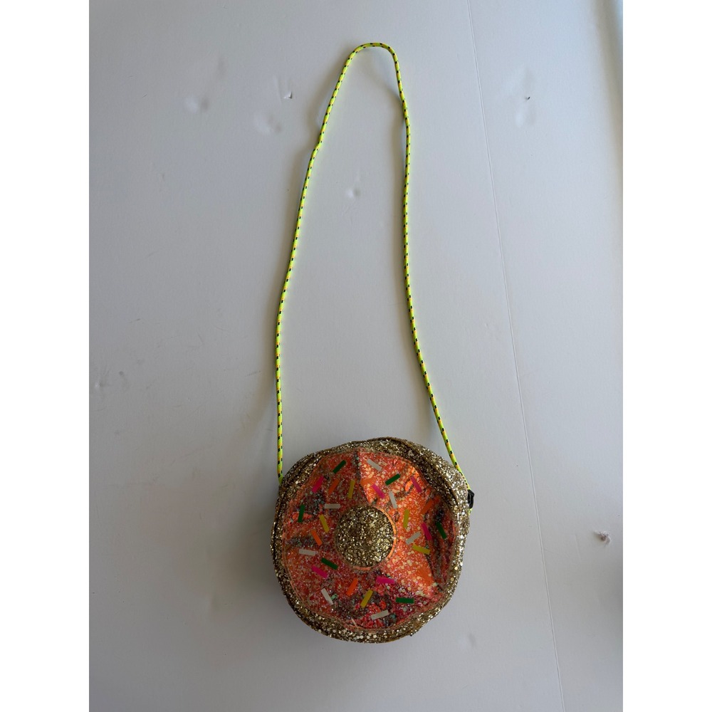 Crewcuts J.Crew Girls Donut Crossbody‎  Gold Glitter Orange Sprinkles Neon Strap